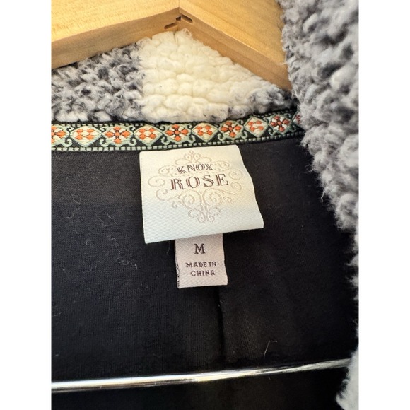 Knox Rose Jacket Womens Medium Black White Buffalo Plaid Sherpa Collared Pocket - Picture 6 of 11